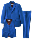 Conjunto de traje formal de 3 piezas azul real para niños, blazer, chaleco y pantalón, ly1760