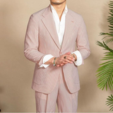 Conjunto de traje y pantalones cortos de seersucker ligeros de verano para hombre, informal, ly1133