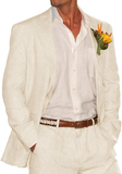 Casual Beach Wedding 2 Piece Linen Men Suits