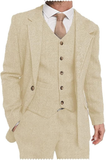Mens Suit 3 Pieces Formal Tweed Herringbone Dress Suit Notch Lapel Dress