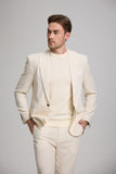 Casual Peaked Lapel Linen Men's Slim Fit 2 Piece Suit