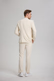 Casual Peaked Lapel Linen Men's Slim Fit 2 Piece Suit
