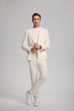 Casual Peaked Lapel Linen Men's Slim Fit 2 Piece Suit