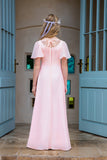 Pink Gorgeous U Neck Chiffon Flower Girl Long Dress