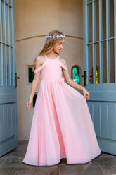 Pink Charming Halter Chiffon Flower Girl Dress