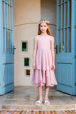 Elegant Ruffle Chiffon Flower Girl Gown Dress