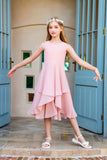 Elegant Ruffle Chiffon Flower Girl Gown Dress