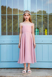 Spaghetti strap Junior Bridesmaid Dresses Chiffon Flower Girl Dress