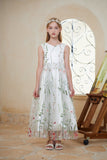 Floral Diamond White A-Line Lace Tulle Dress