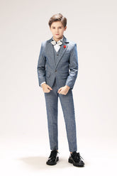 Grey Formal 5 Piece Boys Suits