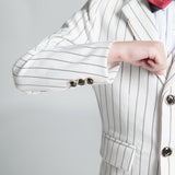 ly1240 White Striped Modern 5 Piece Boy's Formal Suits