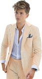 ly1119 Traje de seersucker para niños, esmoquin de 2 piezas para niños, blazer a rayas, pantalones
