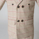 ly1209 Trajes formales elegantes de 5 piezas para niños a cuadros color caqui