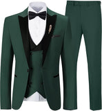 ly1785 Traje de hombre de corte entallado, traje de 3 piezas, chaqueta, chaleco, pantalones, conjuntos con pajarita, pañuelo, broche para hombre para boda, fiesta de graduación