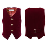 ly1595 Burgundy Velvet 5 Piece Boy's Formal Boys Suits