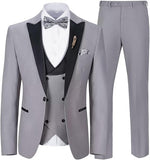 ly1785 Traje de hombre de corte entallado, traje de 3 piezas, chaqueta, chaleco, pantalones, conjuntos con pajarita, pañuelo, broche para hombre para boda, fiesta de graduación