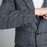ly1229 Trajes de 5 piezas a cuadros gris oscuro para niños
