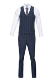ly1643 Navy Plaid Men's 3 Piece Set for Party, Wedding and Business