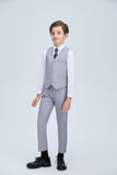 ly1247 Light Grey Classic 4 Piece Boy's Formal Suits With Vest+Pants+Shirt+Tie
