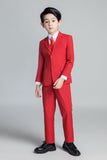 ly1225 Conjunto de trajes clásicos rojos de 5 piezas para niños