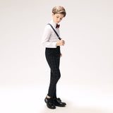 ly1260 Trajes elegantes de 5 piezas para niños a cuadros azul marino