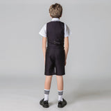 ly1718 طقم رسمي صيفي مكون من 4 قطع باللونين الأسود والأحمر للأطفال الأولاد