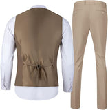 Mens Slim Fit 2 Piece Suit Set V-Neck Solid Dress Suit Vest Pants Wedding Prom Tuxedo for Men