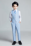 ly1679 Light Blue Kid Boys Classic 5 Piece Boys Suits