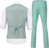 Mens Slim Fit 2 Piece Suit Set V-Neck Solid Dress Suit Vest Pants Wedding Prom Tuxedo for Men