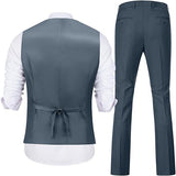 Mens Slim Fit 2 Piece Suit Set V-Neck Solid Dress Suit Vest Pants Wedding Prom Tuxedo for Men