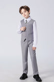 ly1687 Light Grey Formal Classic 5 Piece Boys Suits