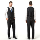 ly1670 Traje de hombre negro de 2 piezas, conjunto de chaleco y pantalones, traje informal ajustado con cuello en V y chaleco