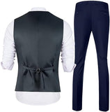 Mens Slim Fit 2 Piece Suit Set V-Neck Solid Dress Suit Vest Pants Wedding Prom Tuxedo for Men