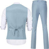 Mens Slim Fit 2 Piece Suit Set V-Neck Solid Dress Suit Vest Pants Wedding Prom Tuxedo for Men