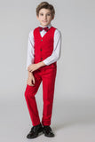 ly1685 Red Kid Boys Formal Classic Suits Set 5 Piece Boys Suits