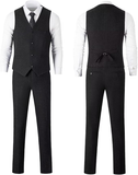 Retro Tweed Herringbone Slim Fit Notch Lapel Tuxedos Set Prom 3 Piece Men's Suit