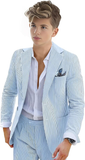 ly1119 Traje de seersucker para niños, esmoquin de 2 piezas para niños, blazer a rayas, pantalones