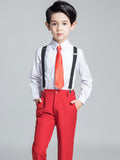 ly1225 Conjunto de trajes clásicos rojos de 5 piezas para niños