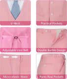 Mens Slim Fit 2 Piece Suit Set V-Neck Solid Dress Suit Vest Pants Wedding Prom Tuxedo for Men
