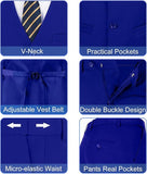 Mens Slim Fit 2 Piece Suit Set V-Neck Solid Dress Suit Vest Pants Wedding Prom Tuxedo for Men