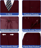 Mens Slim Fit 2 Piece Suit Set V-Neck Solid Dress Suit Vest Pants Wedding Prom Tuxedo for Men