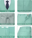 Mens Slim Fit 2 Piece Suit Set V-Neck Solid Dress Suit Vest Pants Wedding Prom Tuxedo for Men