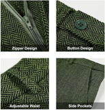 Retro Tweed Herringbone Slim Fit Notch Lapel Tuxedos Set Prom 3 Piece Men's Suit