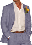 Casual Beach Wedding 2 Piece Linen Men Suits