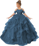 Tulle Flower Girl Dresses for Wedding Lace Applique Princess