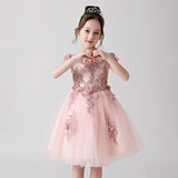 ly3173 Pink Rose Print Embroidered Chiffon Flower Girl Poncho Dress For Wedding, Party, Occations
