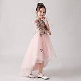 ly3181 Pink Chiffon Flower Girl Long Dress with Colorful Flower Prints