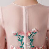 ly3181 Pink Chiffon Flower Girl Long Dress with Colorful Flower Prints