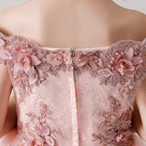 ly3182 Vestido largo de gasa con bordados y estampado de rosas rosas para niñas para bodas, fiestas y ocasiones especiales