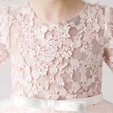 فستان بونشو شيفون مطبوع باللون الأبيض للفتيات الصغيرات ly3184